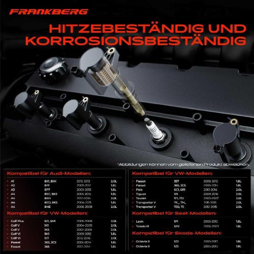 Frankberg 4x Zündmodul Zündspule für VW Golf Plus V Variant VI Polo Passat Sharan Tiguan Touareg Touran Transporter Bus Bild Frankberg 4x Zündmodul Zündspule für VW Golf Plus V Variant VI Polo Passat Sharan Tiguan Touareg Touran Transporter Bus