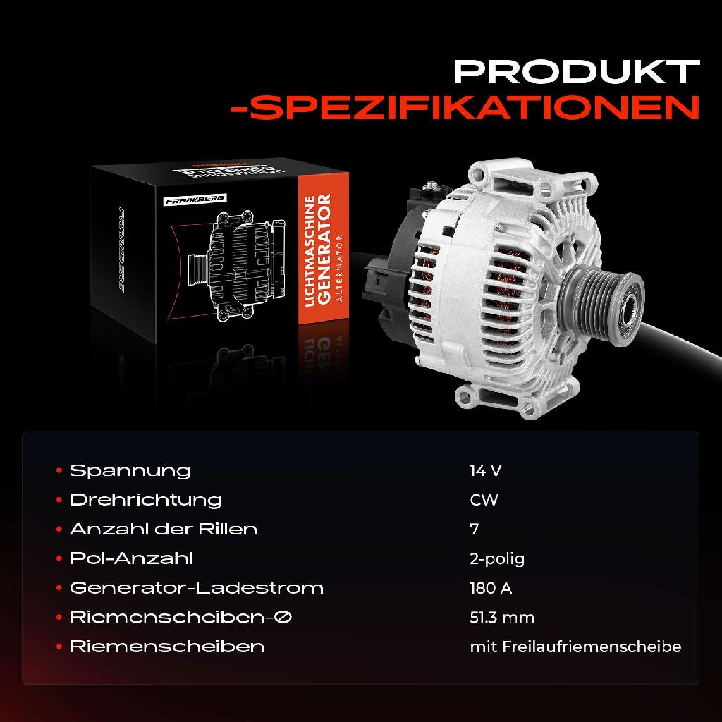 1x Lichtmaschine Generator für Mercedes-Benz W203 W204 S204 W211 S211 CLK Sprinter Vito