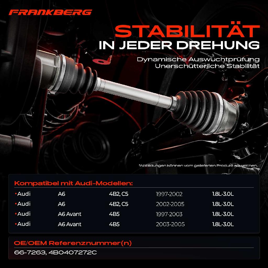 1x Antriebswelle Vorderachse Rechts für Audi A6 4B2 A6 Avant 4B5 1.8L-3.0L 1997-2005