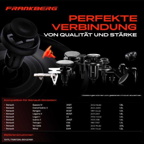 Frankberg 20x Befestigungsclips Türverkleidung für Renault Clio 1 2 Kasten/Schrägheck Espace IV Bild Frankberg 20x Befestigungsclips Türverkleidung für Renault Clio 1 2 Kasten/Schrägheck Espace IV