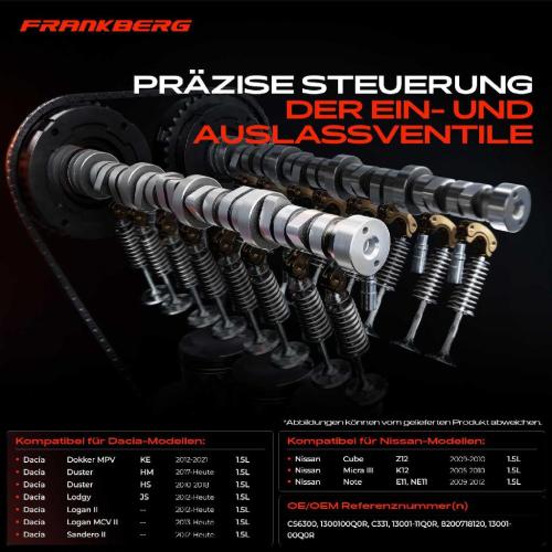 Frankberg 1x Nockenwelle für Dacia Dokker Duster Nissan Renault Clio II III ab 2005 1.5L Bild Frankberg 1x Nockenwelle für Dacia Dokker Duster Nissan Renault Clio II III ab 2005 1.5L
