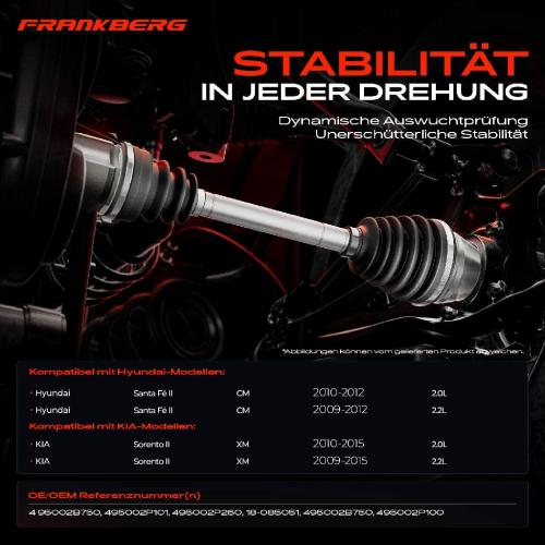 1x Antriebswelle Vorderachse Links für Hyundai Santa Fé II Sorento II XM 2009-2015 Bild 1x Antriebswelle Vorderachse Links für Hyundai Santa Fé II Sorento II XM 2009-2015