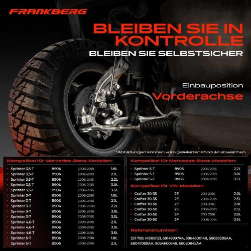 2x Spurstangenkopf Vorderachse für Mercedes-Benz Sprinter 3,5-T Bus Kasten Pritsche/Fahrgestell B906 Bild 2x Spurstangenkopf Vorderachse für Mercedes-Benz Sprinter 3,5-T Bus Kasten Pritsche/Fahrgestell B906