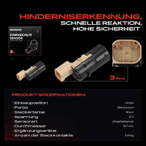 2x Parksensor PDC Sensor Hinten für Peugeot 307 807 Citroën C2 C3 C8 Berlingo Bild 2x Parksensor PDC Sensor Hinten für Peugeot 307 807 Citroën C2 C3 C8 Berlingo