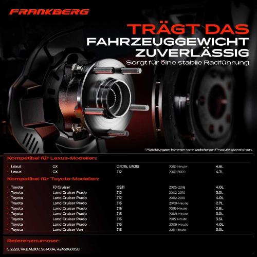 1x Radnabe Radlagersatz Vorderachse Rechts für Lexus GX Toyota FJ Cruiser Land Prado Van Bj ab 2001 Bild 1x Radnabe Radlagersatz Vorderachse Rechts für Lexus GX Toyota FJ Cruiser Land Prado Van Bj ab 2001