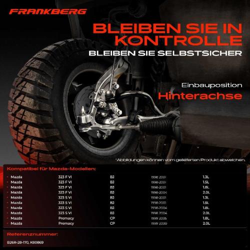 Frankberg 2x Koppelstange Hinterachse für Mazda 323 F VI BJ 323 S VI Premacy CP 1.3L 1.5L 1.8L 2.0L 1998-2005 Bild Frankberg 2x Koppelstange Hinterachse für Mazda 323 F VI BJ 323 S VI Premacy CP 1.3L 1.5L 1.8L 2.0L 1998-2005