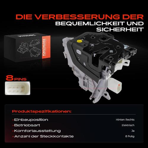 1x Türschloss Hinten Rechts für Audi A1 Sportback A4 Allroad Avant A5 Q5 1.0L 1.2L 1.4L 1.6L Bj ab 2014 Bild 1x Türschloss Hinten Rechts für Audi A1 Sportback A4 Allroad Avant A5 Q5 1.0L 1.2L 1.4L 1.6L Bj ab 2014