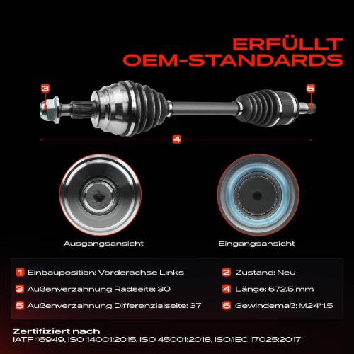 1x Antriebswelle Vorderachse Links für Mercedes-Benz M-Klasse W166 2.1L 3.0L 2011-2015 Bild 1x Antriebswelle Vorderachse Links für Mercedes-Benz M-Klasse W166 2.1L 3.0L 2011-2015