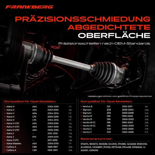 Frankberg 1x Antriebswelle Gelenksatz Vorderachse Rechts für Opel Astra H Vectra B Calibra A Zafira Bild Frankberg 1x Antriebswelle Gelenksatz Vorderachse Rechts für Opel Astra H Vectra B Calibra A Zafira
