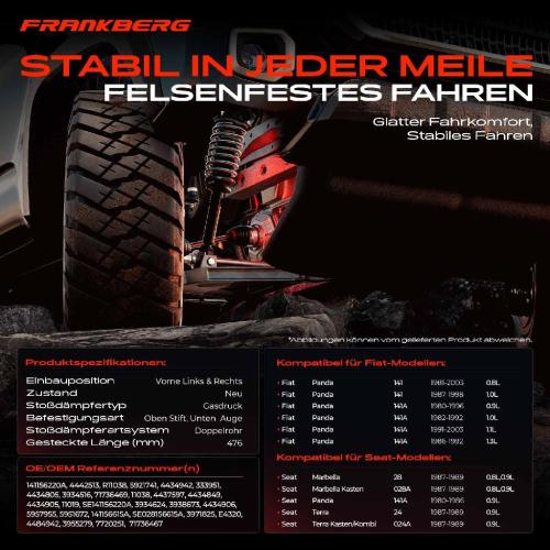 2x Stoßdämpfer Vorderachse für Fiat Panda Seat Marbella Panda Terra 1980-2003 Bild 2x Stoßdämpfer Vorderachse für Fiat Panda Seat Marbella Panda Terra 1980-2003