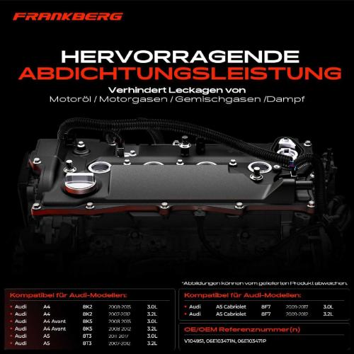 Frankberg 1x Ventildeckel Zylinderkopfhaube für VW Touareg Audi A4 A5 A6 A7 A8 Q5 Q7 Bild Frankberg 1x Ventildeckel Zylinderkopfhaube für VW Touareg Audi A4 A5 A6 A7 A8 Q5 Q7