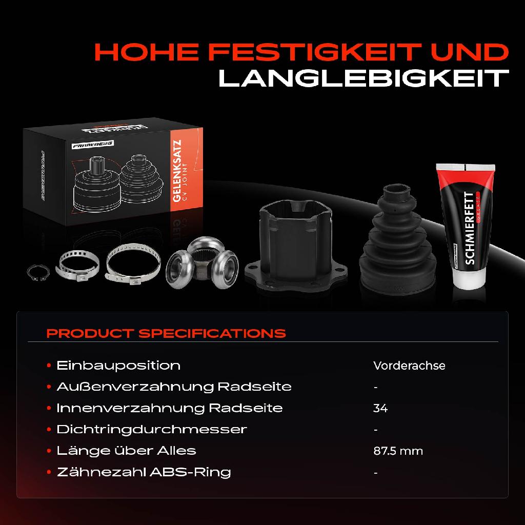 1x Antriebswelle Gelenksatz Vorderachse für VW Jetta Audi A4 8K 8W A5 8T 8F A6 A7 A8 Q5