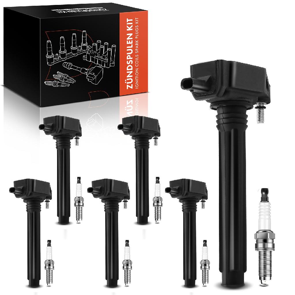 6x Zündspule Zündkerze für Dodge Challenger Coupe Durango WD Jeep Grand Cherokee IV WK WK2 Wrangler III JK