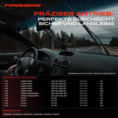 Frankberg 1x Wischermotor Scheibenwischermotor Vorne für VW Caddy III 2C 2K Touran 1T1 1T2 Bild Frankberg 1x Wischermotor Scheibenwischermotor Vorne für VW Caddy III 2C 2K Touran 1T1 1T2