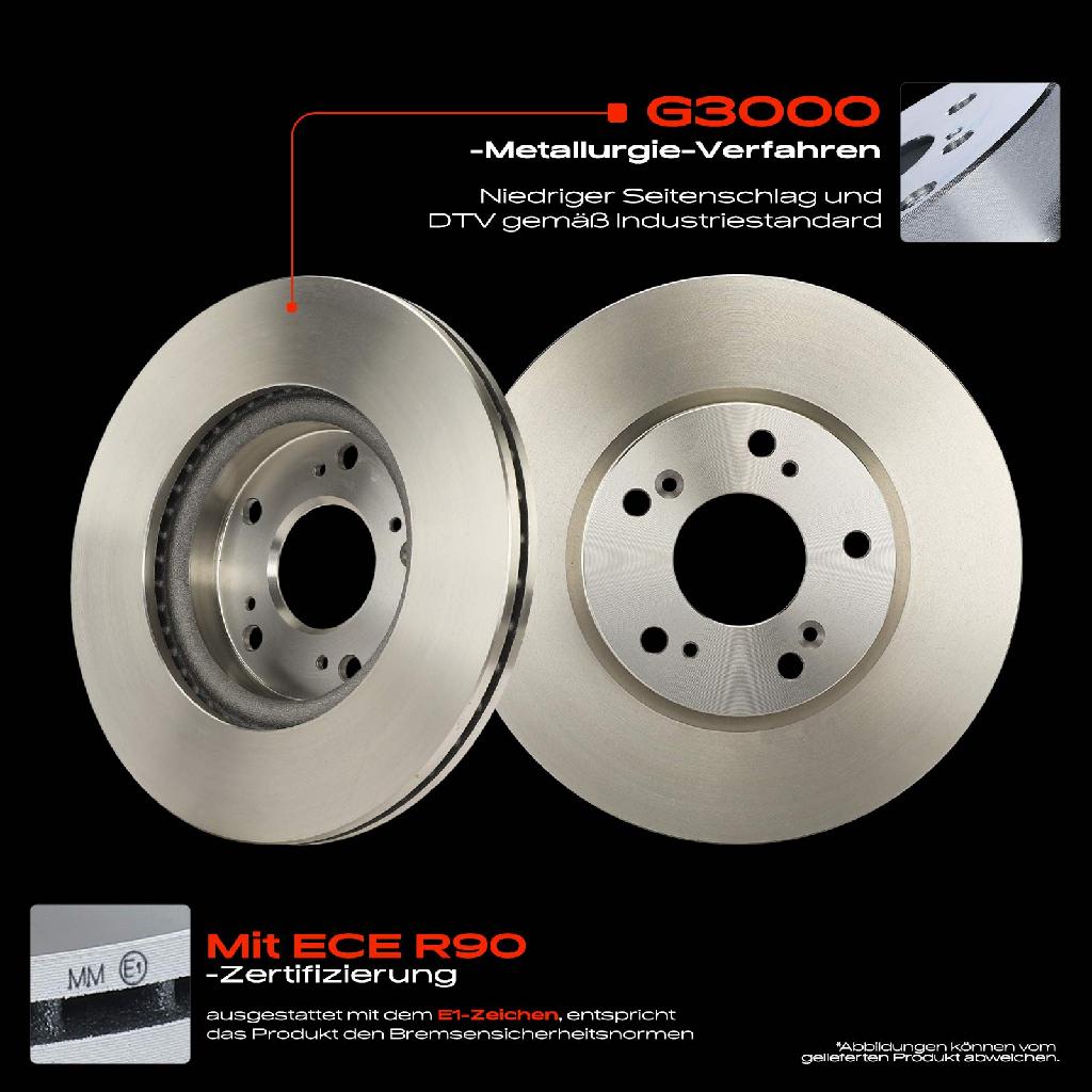 2x Bremsscheiben Vorderachse für Honda Accord VI Coupe VII Civic IX Stufenheck 1998-2022