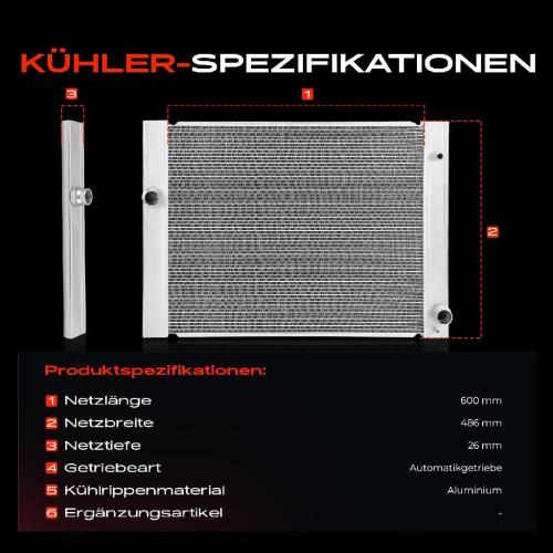 1x Kühler Wasserkühler Motorkühler für BMW E60 E61 E63 E64 E65 E66 E67 Bild 1x Kühler Wasserkühler Motorkühler für BMW E60 E61 E63 E64 E65 E66 E67