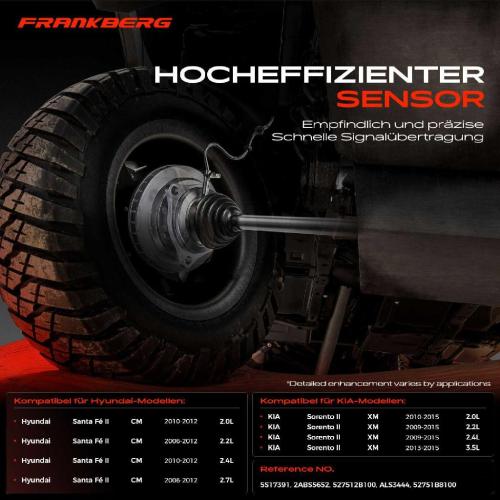 Frankberg 2x ABS Sensor Hinterachse beidseitig f r Hyundai Santa F II KIA Sorento 2.0L 2.2L 2.4L 2.7L 3.5L 2006-2015 Bild Frankberg 2x ABS Sensor Hinterachse beidseitig f r Hyundai Santa F II KIA Sorento 2.0L 2.2L 2.4L 2.7L 3.5L 2006-2015