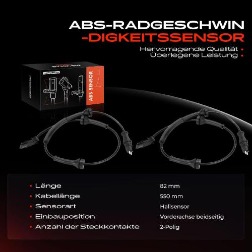 Frankberg 2x ABS Sensor Vorderachse beidseitig für Renault Espace IV Laguna II Grandtour Vel Satis 1.9L 2.0L Bj ab 2001 Bild Frankberg 2x ABS Sensor Vorderachse beidseitig für Renault Espace IV Laguna II Grandtour Vel Satis 1.9L 2.0L Bj ab 2001