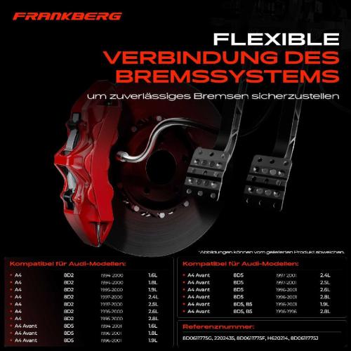 1x Bremsschlauch Bremsschläuche Hinterachse Links oder Rechts für Audi A4 8D B5 1.6L-2.8L Bild 1x Bremsschlauch Bremsschläuche Hinterachse Links oder Rechts für Audi A4 8D B5 1.6L-2.8L