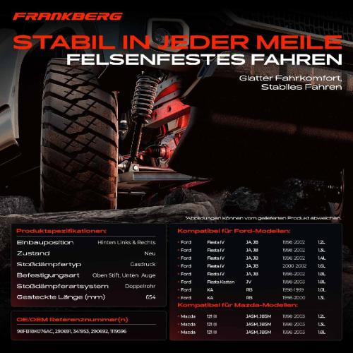 2x Stoßdämpfer Hinterachse für Ford Fiesta JA JB KA RB Mazda 121 3 JASM JBSM 1998-2003 Bild 2x Stoßdämpfer Hinterachse für Ford Fiesta JA JB KA RB Mazda 121 3 JASM JBSM 1998-2003