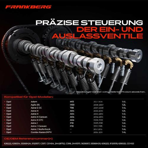 Frankberg 2x Nockenwelle für Opel Adam Agila Astra G H J Combo Corsa C D Meriva 2003-2017 Bild Frankberg 2x Nockenwelle für Opel Adam Agila Astra G H J Combo Corsa C D Meriva 2003-2017