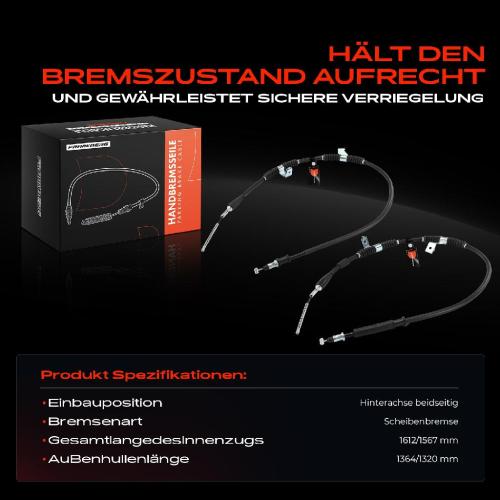 2x Seilzug Feststellbremse Hinterachse beidseitig für Chevrolet Lacetti J200 Nubira Daewoo Bild 2x Seilzug Feststellbremse Hinterachse beidseitig für Chevrolet Lacetti J200 Nubira Daewoo