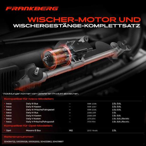 Frankberg 1x Wischerarm Scheibenwischer Vorne für Iveco Daily 3 Bus Kasten Opel Movano Bild Frankberg 1x Wischerarm Scheibenwischer Vorne für Iveco Daily 3 Bus Kasten Opel Movano