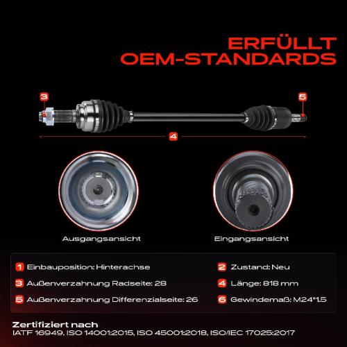 1x Antriebswelle Hinterachse Links oder Rechts für Land Rover Freelander 2 L359 2006-2014 Bild 1x Antriebswelle Hinterachse Links oder Rechts für Land Rover Freelander 2 L359 2006-2014