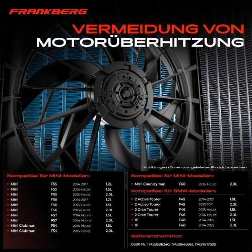 1x Motorkühller Einfachlüfter mit Kühlerlüfterrahmen BMW F45 F46 F48 Mini F55 F56 F57 F54 Bild 1x Motorkühller Einfachlüfter mit Kühlerlüfterrahmen BMW F45 F46 F48 Mini F55 F56 F57 F54