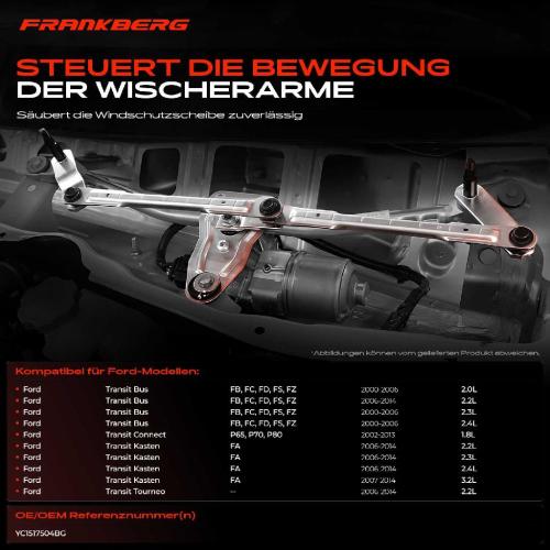 1x Wischergestänge Vorne für Ford Transit Bus Kasten 2000-2014 Bild 1x Wischergestänge Vorne für Ford Transit Bus Kasten 2000-2014