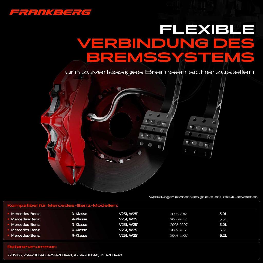 2x Bremsschlauch Bremsschläuche Hinten für Mercedes-Benz R-Klasse V251 W251 3.0L-6.2L