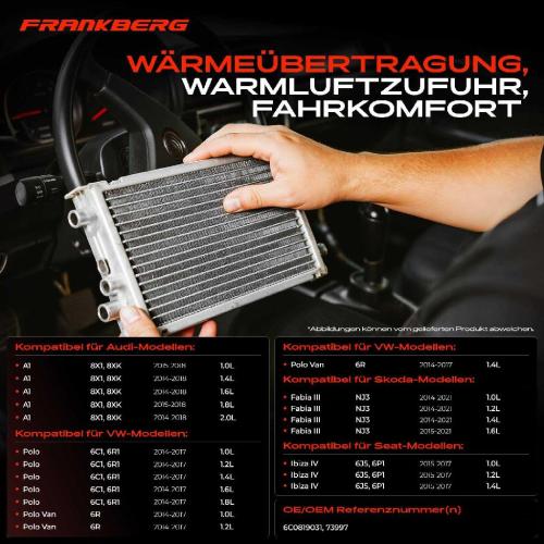 1x Wärmetauscher Innenraumheizung für VW Polo 6R Audi A1 Skoda Fabia Rapid Seat Bild 1x Wärmetauscher Innenraumheizung für VW Polo 6R Audi A1 Skoda Fabia Rapid Seat