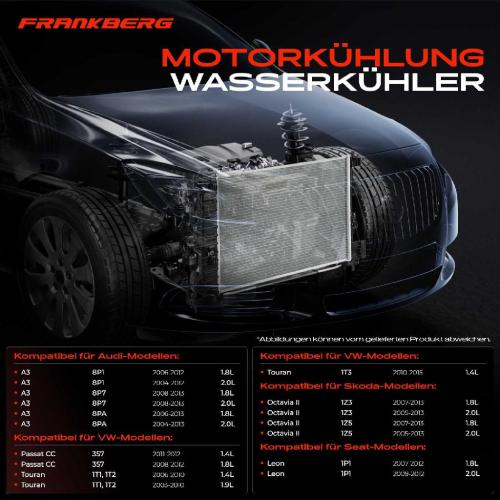 Frankberg 1x Kühler Wasserkühler Motorkühler für VW Golf V VI Passat Audi A3 Seat Skoda Bild Frankberg 1x Kühler Wasserkühler Motorkühler für VW Golf V VI Passat Audi A3 Seat Skoda