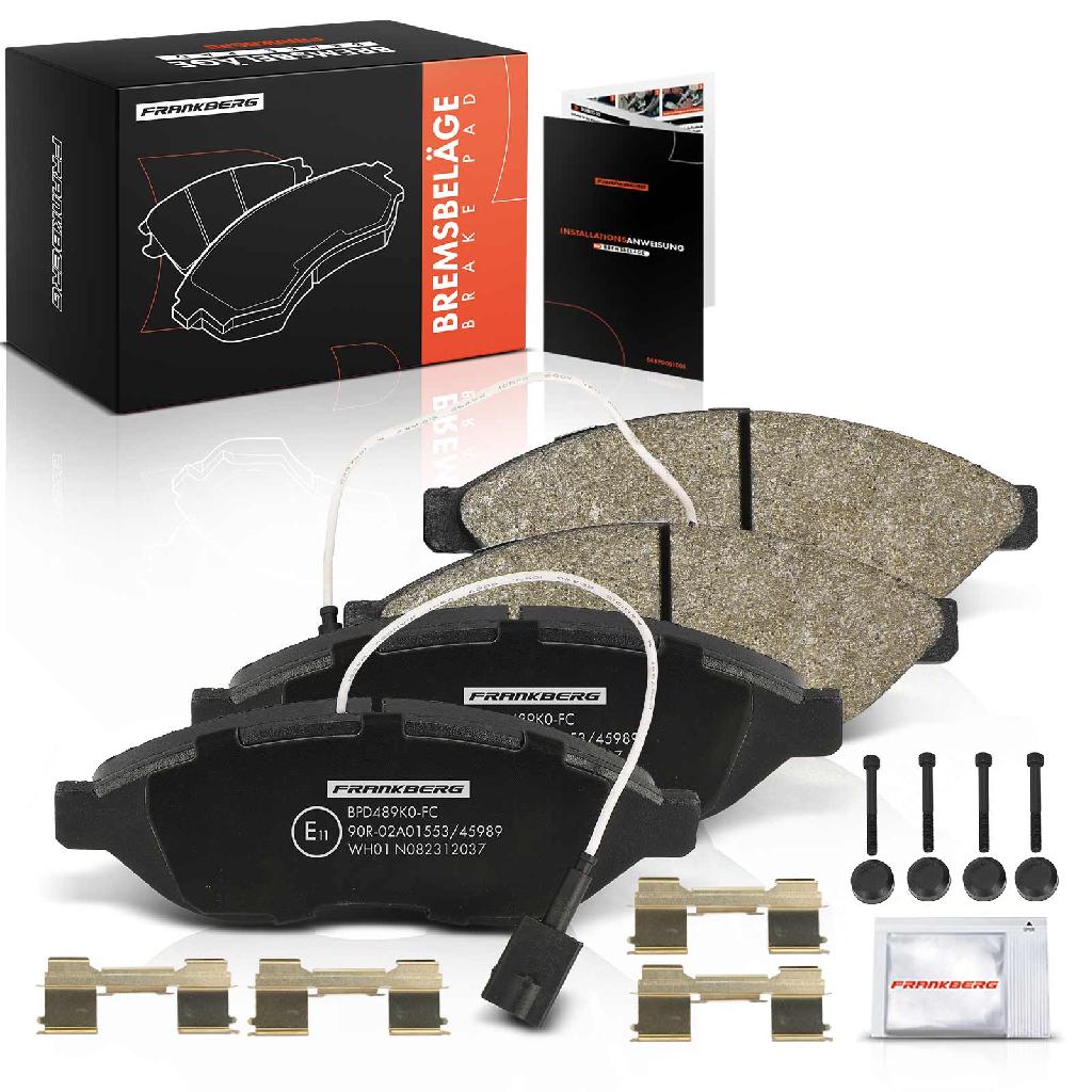 Frankberg 4x Bremsbeläge Vorderachse für Citroën Jumper Bus Kasten Pritsche/Fahrgestell Fiat Ducato Peugeot Boxer