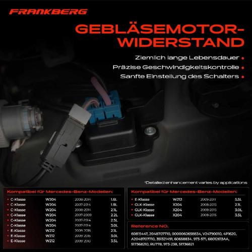 Frankberg 1x Widerstand Vorwiderstand Gebläsemotor für Mercedes-Benz W204 W212 A207 X204 S212 Bild Frankberg 1x Widerstand Vorwiderstand Gebläsemotor für Mercedes-Benz W204 W212 A207 X204 S212