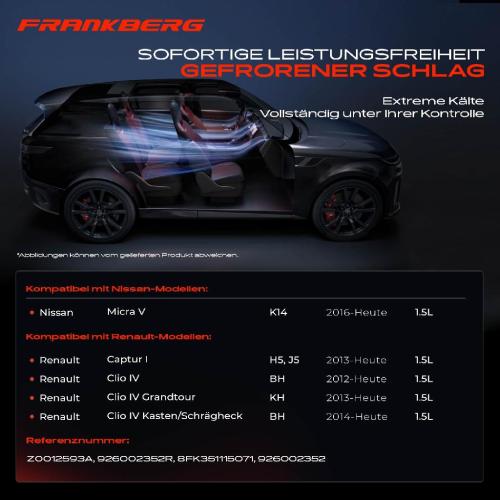 Frankberg 1x Klimakompressor für Renault Captur I Clio IV BH Nissan Micra V K14 Bild Frankberg 1x Klimakompressor für Renault Captur I Clio IV BH Nissan Micra V K14