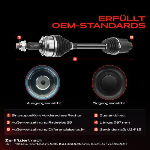 1x Antriebswelle Vorderachse Rechts für Opel Mokka/Mokka X J13 Chevrolet Trax Bild 1x Antriebswelle Vorderachse Rechts für Opel Mokka/Mokka X J13 Chevrolet Trax