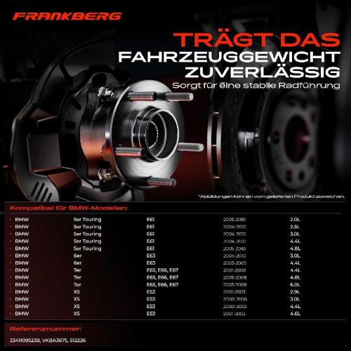 1x Radnabe Radlagersatz Hinterachse beidseitig für BMW 5er Touring E61 E63 E64 E65 E66 E67 E53 Bild 1x Radnabe Radlagersatz Hinterachse beidseitig für BMW 5er Touring E61 E63 E64 E65 E66 E67 E53