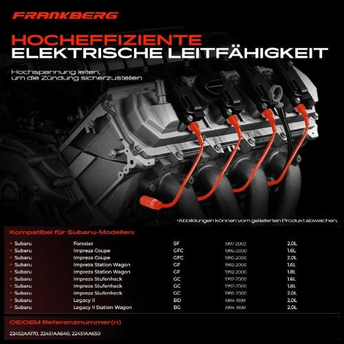 4x Zündleitungssatz Zündkabel für Subaru Impreza GFC Legacy II BD 1.6L 1.8L 2.0L Bild 4x Zündleitungssatz Zündkabel für Subaru Impreza GFC Legacy II BD 1.6L 1.8L 2.0L