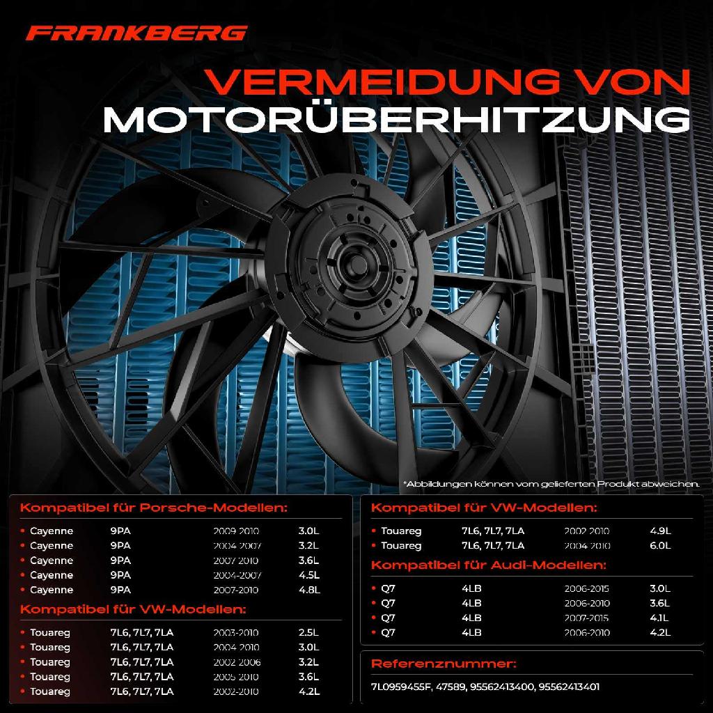 1x Motorkühller Einfachlüfter ohne Kühlerlüfterrahmen VW Touareg 7L Audi Q7 4LB Porsche Cayenne