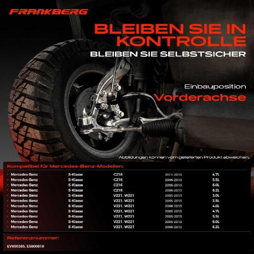 Frankberg 1x Querlenker Satz Vorderachse für Mercedes-Benz S-Klasse Coupe 3.0L 3.5L 4.0L 4.7L 5.5L 6.2L 6.0L 2005-2013 Bild Frankberg 1x Querlenker Satz Vorderachse für Mercedes-Benz S-Klasse Coupe 3.0L 3.5L 4.0L 4.7L 5.5L 6.2L 6.0L 2005-2013