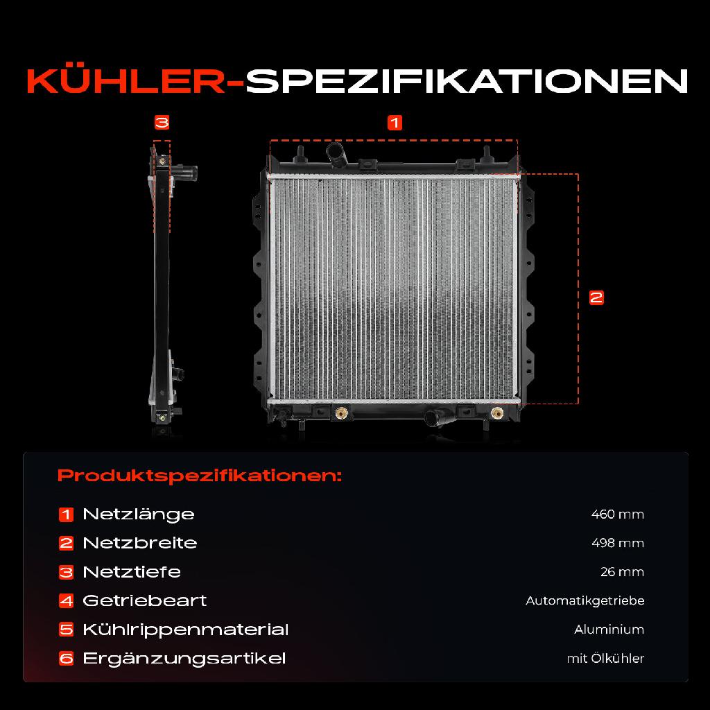 1x Kühler Wasserkühler Motorkühler für Chrysler PT Cruiser 2.0L 2.4L 2000-2010