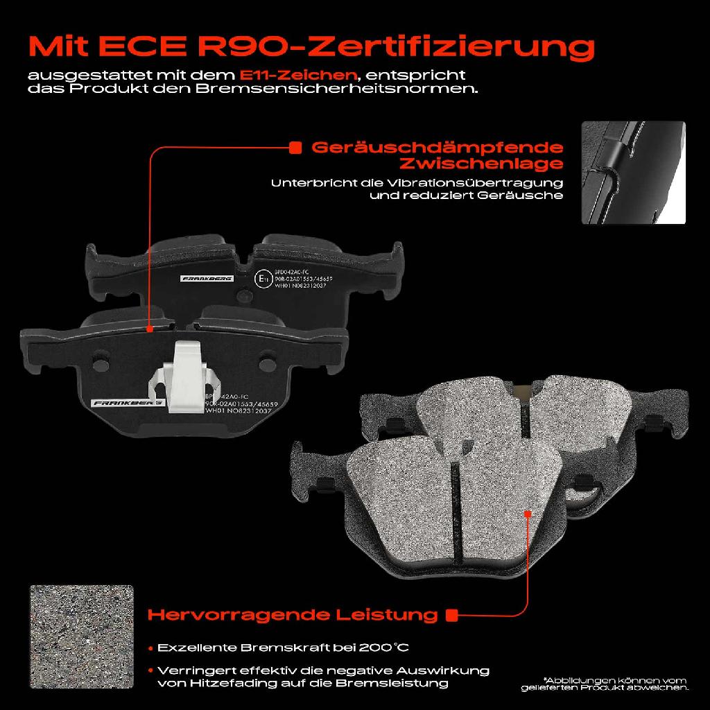 4x Bremsbeläge Hinterachse für BMW 5er Touring 6er Cabriolet 2.0L 2.2L 2.5L 3.0L 2001-2010