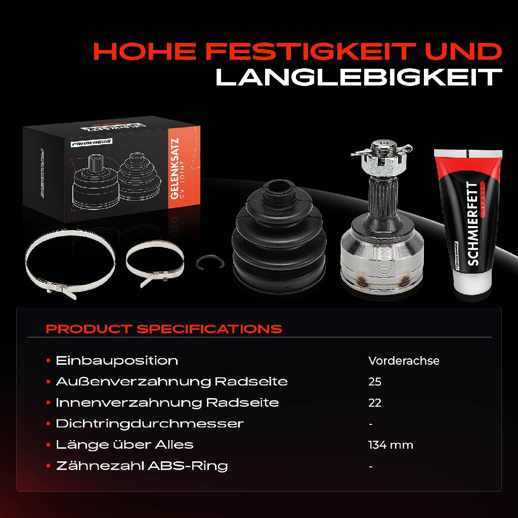 1x Antriebswelle Gelenksatz Vorderachse für Peugeot 207 307 2008 Citroën C3 C4