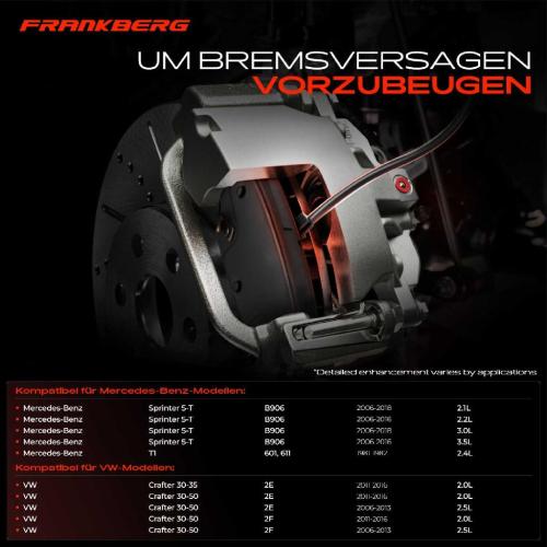 Frankberg 2x Warnkontakt Bremsbelagverschleiß Hinterachse für VW Crafter 30-35 2E Mercedes-Benz Sprinter 4,6-T B906 Bild Frankberg 2x Warnkontakt Bremsbelagverschleiß Hinterachse für VW Crafter 30-35 2E Mercedes-Benz Sprinter 4,6-T B906
