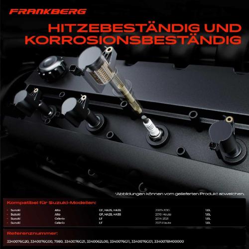 Frankberg 3x Zündspule Zündkerze für Suzuki Alto GF HA25 HA35 Celerio LF 1.0L Bj ab 2009 Bild Frankberg 3x Zündspule Zündkerze für Suzuki Alto GF HA25 HA35 Celerio LF 1.0L Bj ab 2009
