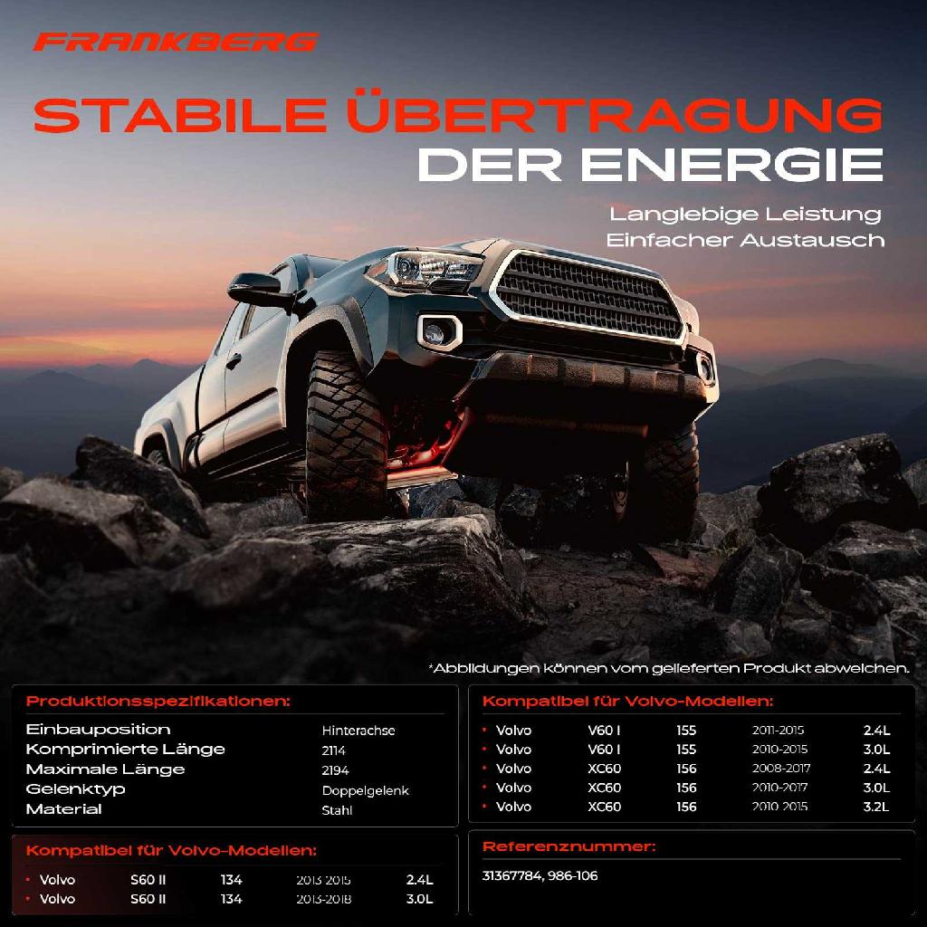 1x Kardanwelle Gelenkwelle Hinterachse für Volvo S60 II V60 I XC60 2.4L 3.0L 3.2L 2008-2018