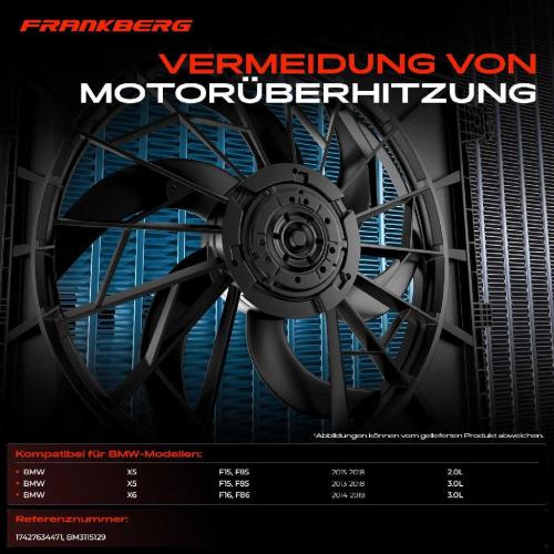 Frankberg 1x Motorkühller Einfachlüfter mit Kühlerlüfterrahmen BMW X5 F15 F85 X6 F16 F86 2013-2019 xDrive Bild Frankberg 1x Motorkühller Einfachlüfter mit Kühlerlüfterrahmen BMW X5 F15 F85 X6 F16 F86 2013-2019 xDrive