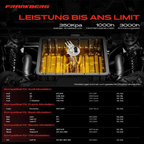 Frankberg 1x Kraftstoffpumpe für VW Golf Sportsvan VII Van Variant T-ROC Audi A3 Cabriolet Limousine Sportback Q2 TT Bild Frankberg 1x Kraftstoffpumpe für VW Golf Sportsvan VII Van Variant T-ROC Audi A3 Cabriolet Limousine Sportback Q2 TT