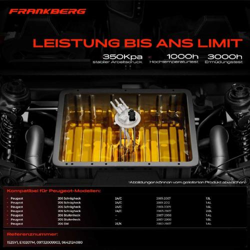 1x Kraftstoffpumpe für Peugeot 206 Schrägheck 2A/C 206 Stufenheck 206 SW 2E/K 1.1L 1.4L 1.6L 2.0L 2001-2012 Bild 1x Kraftstoffpumpe für Peugeot 206 Schrägheck 2A/C 206 Stufenheck 206 SW 2E/K 1.1L 1.4L 1.6L 2.0L 2001-2012